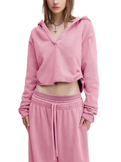 Motion GWD Woman's Vintage Washed Raw Edge Hoodie