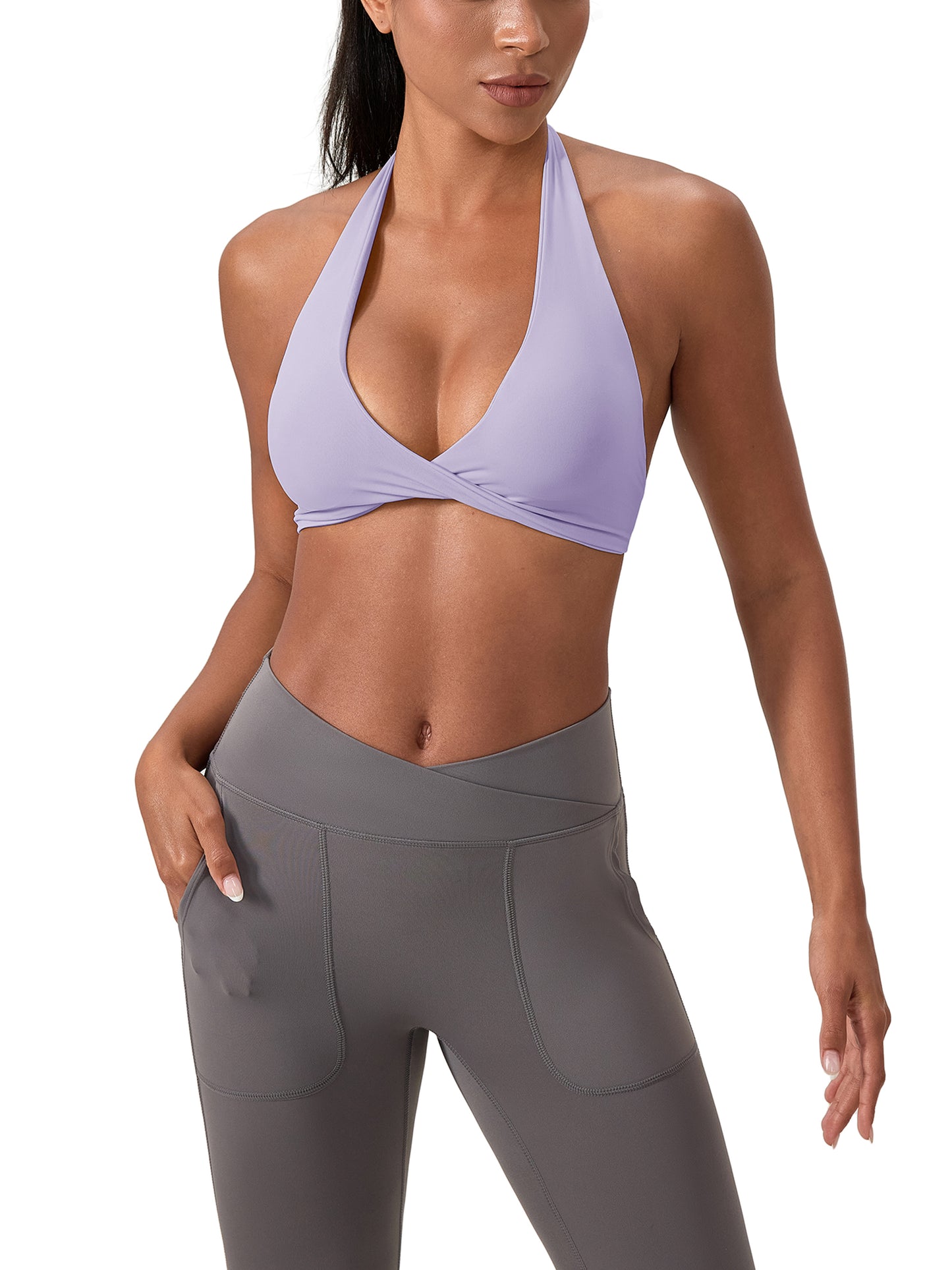Motion GWD Women's Pleated Halter Sports Bra